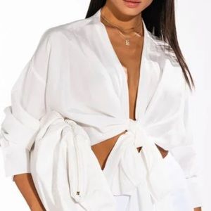 Akira “Material Girl” white multi way wear top Small